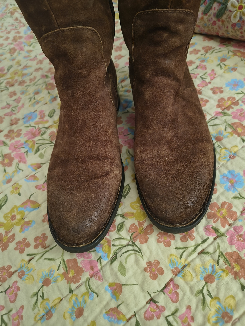 Born Brown Suede Mid-Calf Heeled Boots